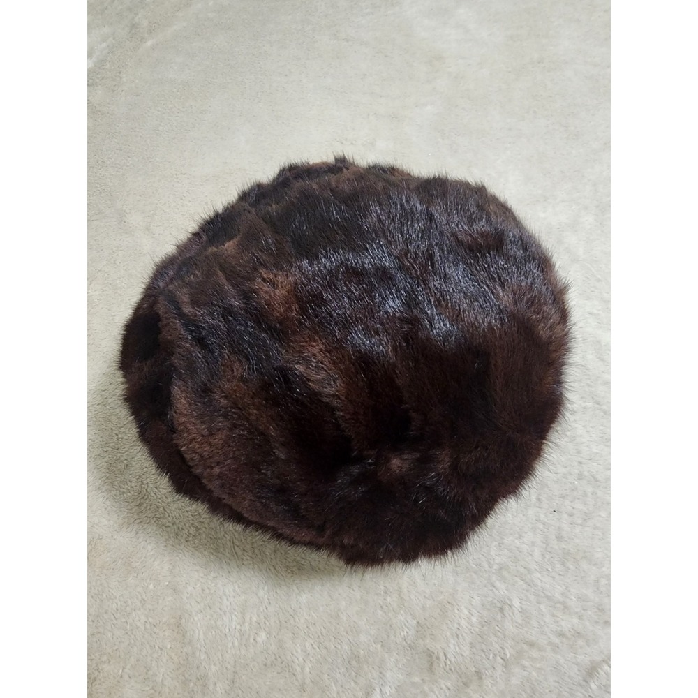 Vintage Peachbloom Velour Merrimac Body Dark Brown Fur Pillbox Hat Union Made